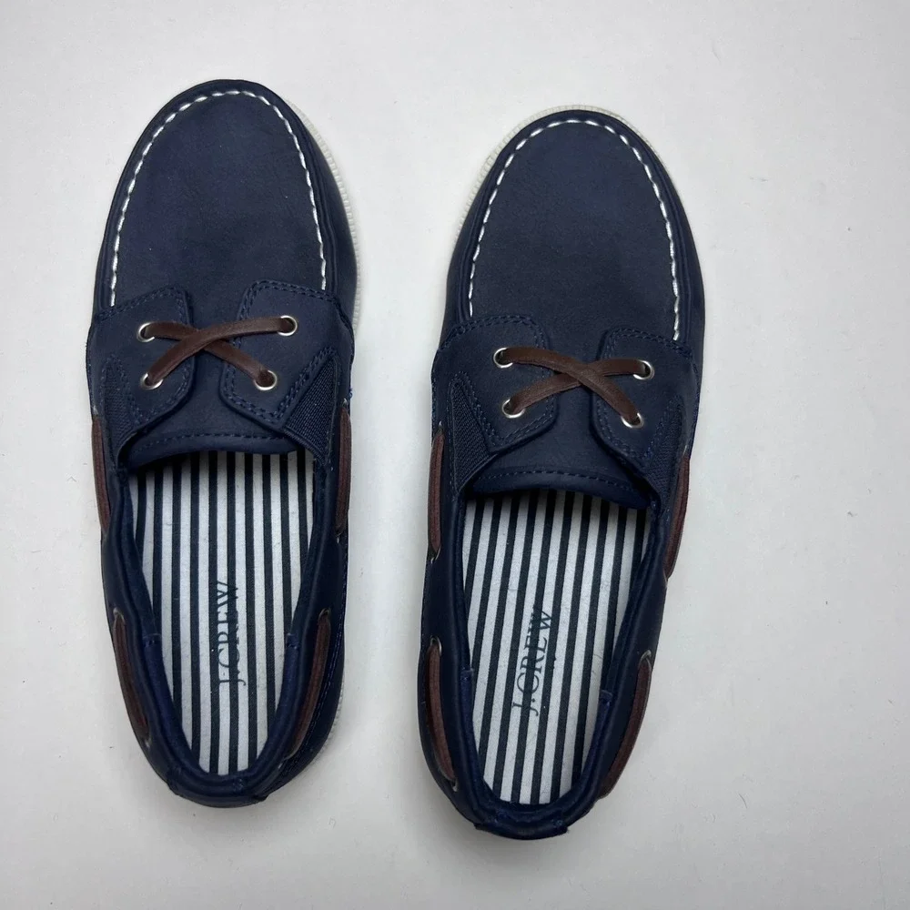 J.Crew Kids Navy Blue Boat Shoes Loafers Slip On Size 1 Preppy
